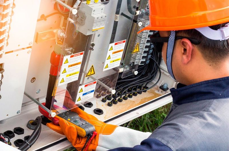 Ingeniero revisando un tablero eléctrico